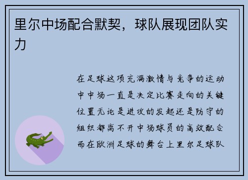 里尔中场配合默契，球队展现团队实力
